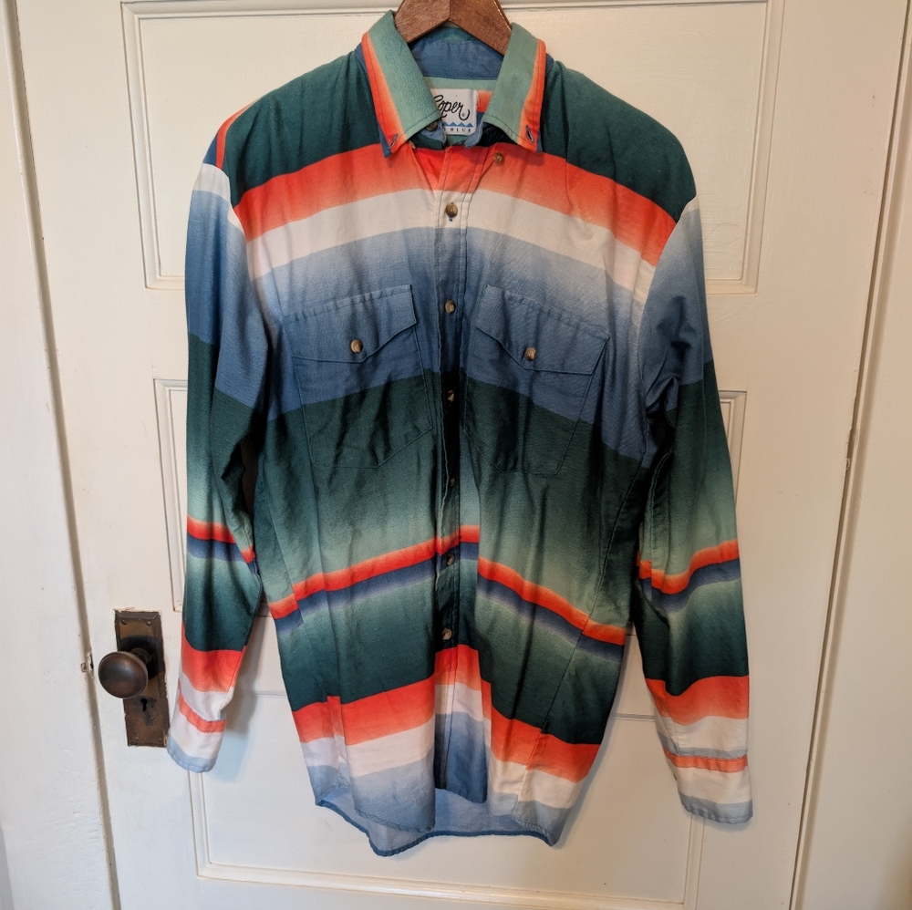 Roper Vintage Western Striped Button-Up Shirt 90's Country Rodeo shirt - Picture 2 of 6